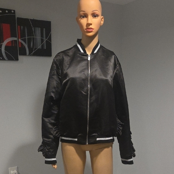 RACHEL Rachel Roy Jackets & Blazers - Rachael R Roy Shiny Black Bomber Jacket